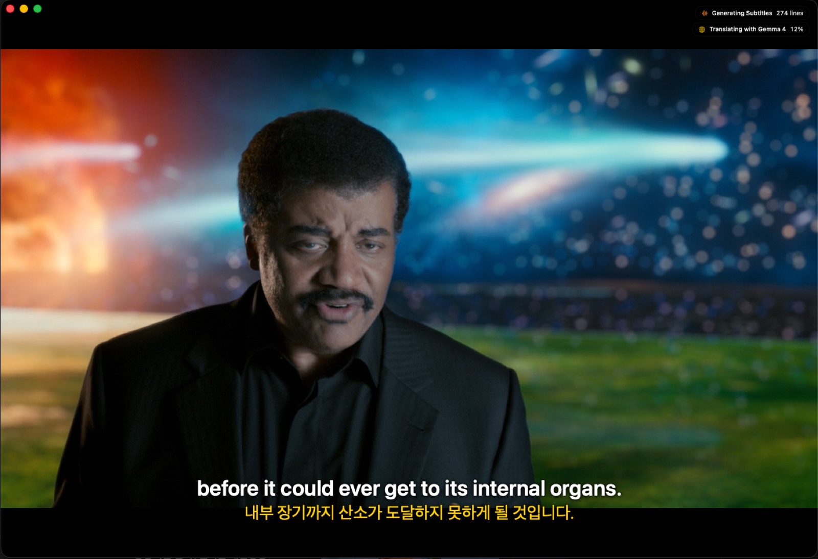 Dual subtitles generated and translated live while playing on Mac